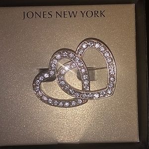 New Jones NY double love gold pin  2 stones crack